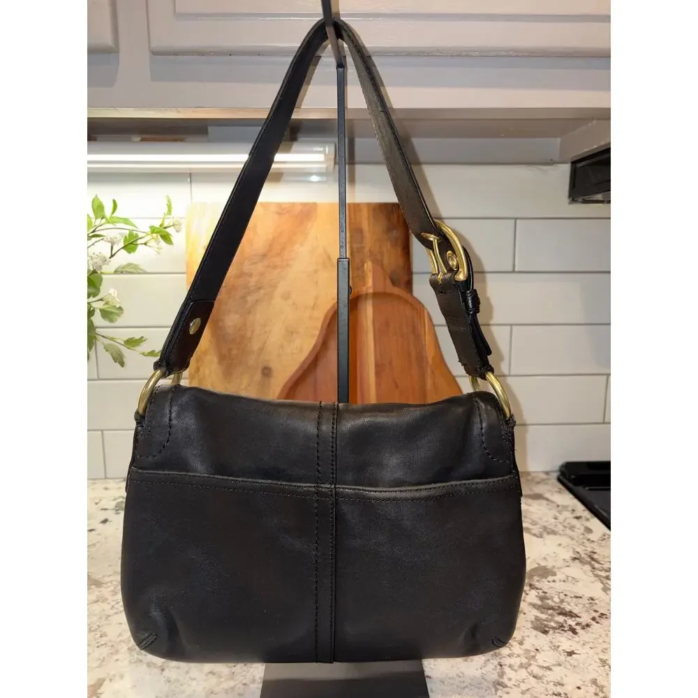 Coach Vintage Black Soho Flap Buckle Leather Shoulder Bag Style 11842 Y2K